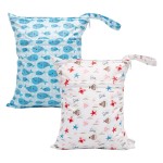 ALVA ALVABABY 2pcs Cloth Diaper Wet Dry Bags Waterproof Reusable with Two Zippered Pockets Travel Beach Pool Daycare Soiled Baby Items Yoga Gym Bag for Swimsuits or Wet Clothes LX-YK6163