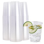 FOCUSLINE 10 oz Clear Plastic Cups, Disposable Heavy Duty Hard Plastic Cups, Reusable, 100 Count