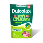 Dulcolax Saline Laxative Soft Chews, Gentle Constipation Relief, Mixed Berry Flavor, Magnesium Hydroxide 1200 mg, 15 Count