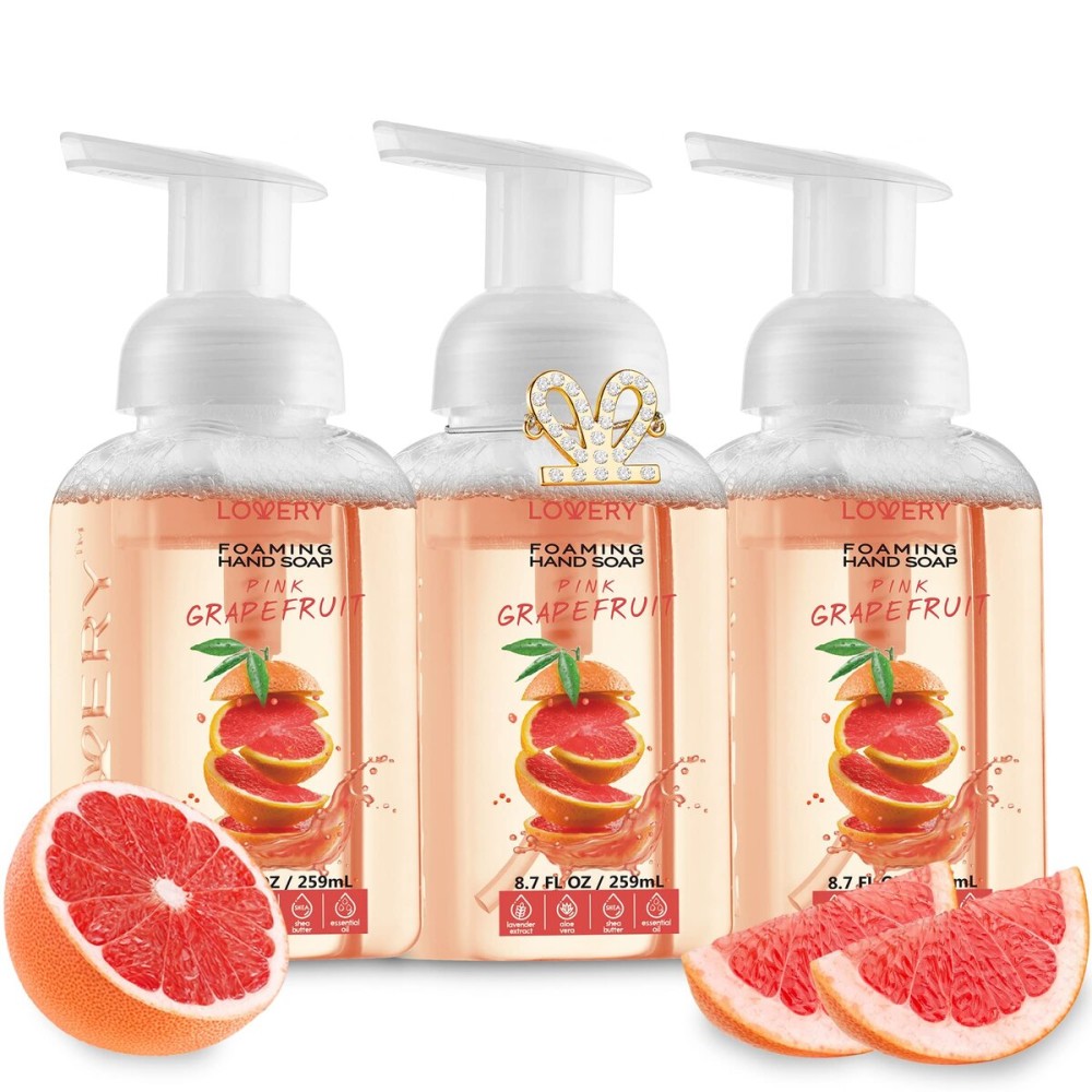 LOVERY Foaming Hand Soap-Pack of 3-Moisturizing Hand Soap with AloeVera & Essential Oils-Alcohol-Free Hand Wash in Honey Almond, PomegranatePeach, Lavender Jasmine Scent-Free Bracelet