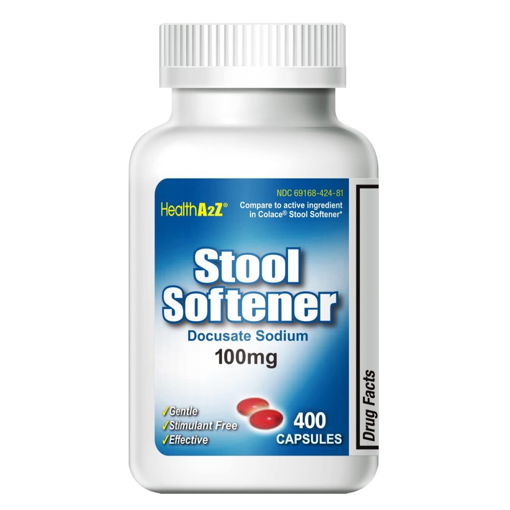 HealthA2Z Stool Softener | Docusate Sodium 100mg | Gentle Constipation Relief | Dependable & Easy to Take | Red Capsules | 400 Counts (Pack of 1)