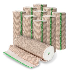 Vakly Elastic Bandage Wrap Rolls 6 x 5 Yards [Pack of 10] - Self-Closure Compression Bandages for Knee, Ankle & Wrist - Latex-Free Premium Medical Wrap for Injury, First Aid & Athletic Joint Support