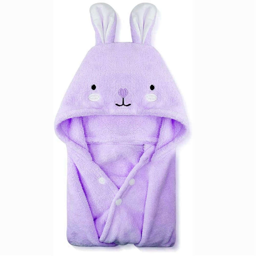 ROMASA Toddler Hooded Bath Towel Ultra Soft Towel Highly Absorbent Bathrobe Blanket for Boys Girls- 27.5 x 55 (Purple)