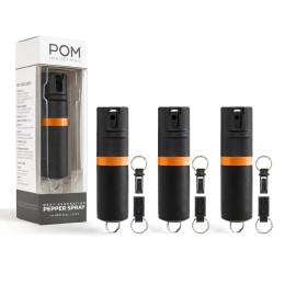 POM Premium Pepper Spray Keychain, Quick Release Access Flip Top Safety, Police Grade OC Formula with UV Marking Dye, 25 Precision Bursts, 10 Foot Effective Range, Made in USA
