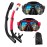 DIPUKI Snorkeling Gear for Adults Snorkel mask Set Scuba Diving mask Dry Snorkel Swimming Glasses Swim Dive mask Nose Cover Youth Diving (Black+red2 Pack)