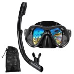 DIPUKI Snorkeling Gear for Adults Snorkel mask Set Scuba Diving mask Dry Snorkel Swimming Glasses Swim Dive mask Nose Cover Youth Diving (Black)