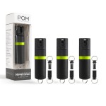 POM Pepper Spray Keychain - Flip Top Safety - Maximum Strength OC Spray Self Defense - Tactical Compact & Safe Design - Quick Key Release - 25 Bursts & 10 ft Range/ 3 pack