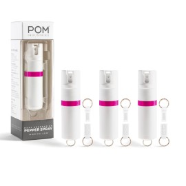 POM Pepper Spray Keychain, Quick Key Release for Instant Access, Flip Top Safety, Maximum Strength OC Formula with UV Marking Dye, 25 Bursts, 10 ft Range, 0.5 fl oz