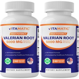 Vitamatic 2 Packs Valerian Root 20:1 Extract 250 mg - 240 Capsules - 20X Concentrated Extract