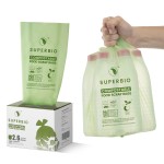 SUPERBIO 2.6 Gallon Compostable Food Waste Bags, 100 Count, 1 Pack, Flat Top Food Scrap Bags ASTM D6400Certified by BPI and OK compost INDUSTRIAL,9.84L