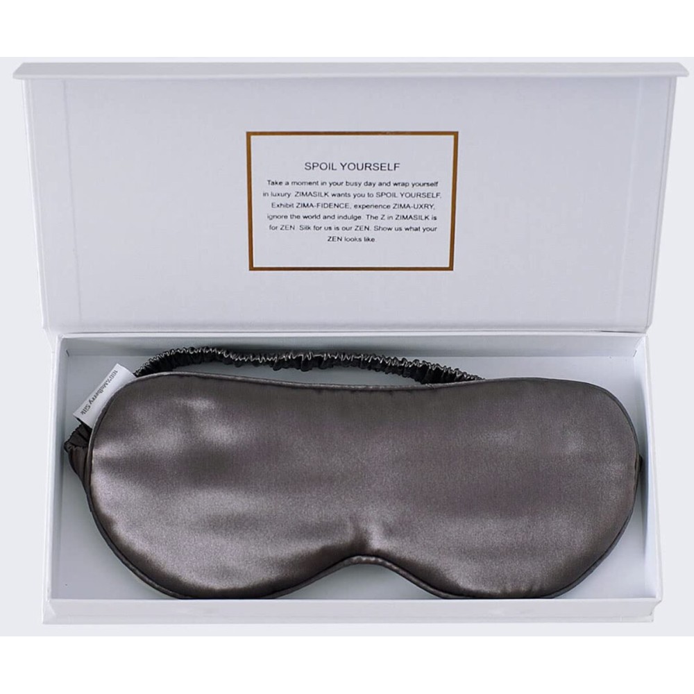 ZIMASILK Adjustable 100% 22 Momme Mulberry Silk Sleep Mask for Sleeping, Filled with Premium Mulberry Silk, Softest & Breathable Eye Sleeping Mask (Blackish Grey)