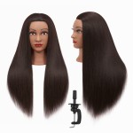 Hairginkgo Mannequin Head 26-28 Yaki Synthetic Fiber Training Head Braiding Head Hair Styling Manikin Cosmetology Doll Head Hairdresser Training Model for Cutting Braiding with Clamp 92022BY0220