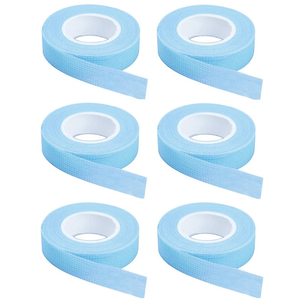 JASSINS 6 Rolls Eyelash Tape, Adhesive Fabric Eyelash Tapes, Adhesive Breathable Micropore Fabric Tape for Eyelash Extension Supply,9 m/10 Yard Each Roll (Blue)