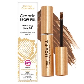 Grande Cosmetics GrandeBROW-FILL Volumizing Brow Gel with Fibers & Peptides, for Natural & Fuller-Looking Eyebrows - Medium (0.14 fl oz)