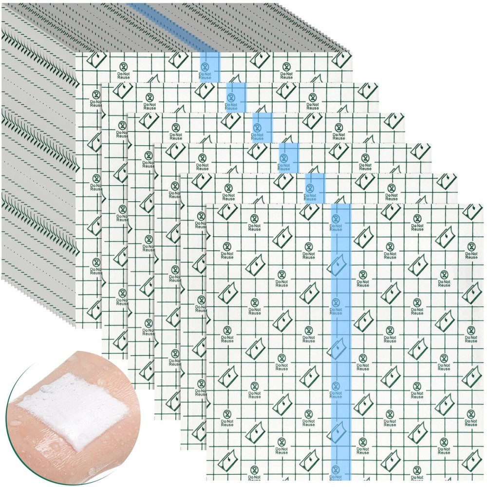 BBTO 50 Pieces Transparent Clear Adhesive Bandage Stretch Large Waterproof Film Adhesive Bandages Dressing Supplies(8 x 8 Inch)