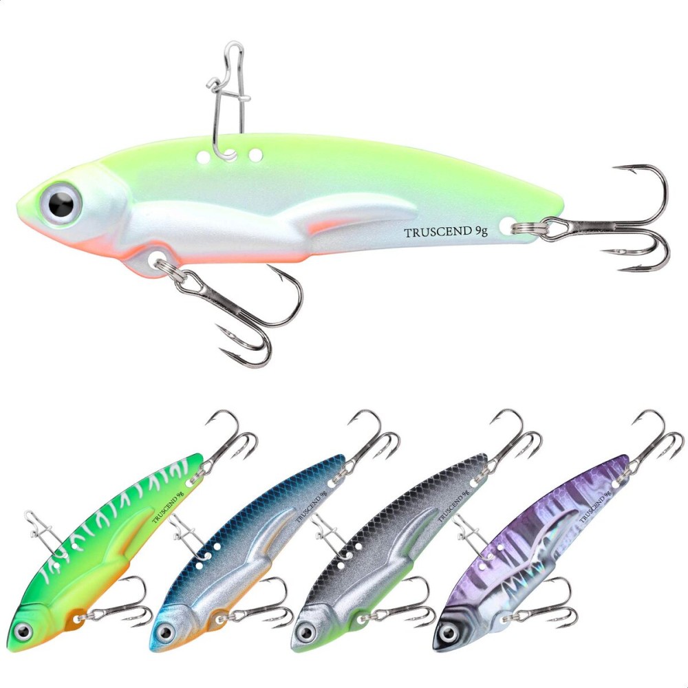 TRUSCEND Saltwater Fishing Lures Bass, 0.32oz/2.2 VIB Lures, Metal Blade Bait Jigs Walleye Trout Fishing Lures for Freshwater, Salmon Musky Pike Jigging Spoon Flutter Swimbaits, Fishing Gifts for Men