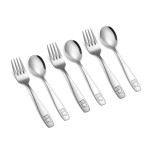 Pimoys 6 Pieces Toddler Utensils Kids Silverware Stainless Steel Toddler Forks and Spoons Set, Metal Children\'s Safe Flatware Kids Cutlery Set, 3 x Child Forks, 3 x Children Spoons