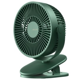 JISULIFE Clip on Baby Stroller Fan, 4000mAh Battery Operated, Portable Personal Small, Quiet & Narrow Slot Design, 4 Speeds, Max 14 Hrs, Ideal for Bed, Desk, Car Seat - Dark Green