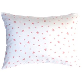 13x18 Toddler Pillowcase Cotton - Toddler Pillowcase Star, White Travel Pillow Case Cover, Toddler Breathable Pillow Case Star - Pink Stars on White