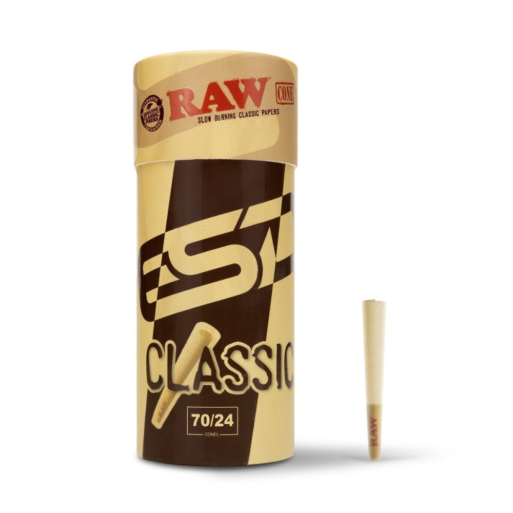 RAW Cones 70/24 Sized | 50 Pack | Tiny Sized RAW Pre Rolled Cones 70mm in Length with a 24mm Tip - Small, Portable, for Quick Smoking Sessions - 50 Cone Pack