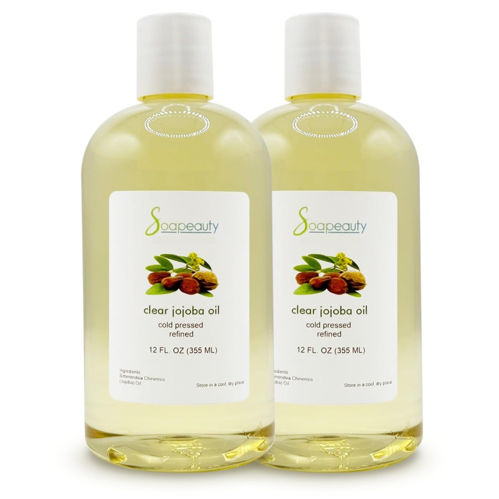Soapeauty Clear Jojoba Oil | 100% Pure & Natural | Refined, Cold Pressed, Hexane Free | Moisturizing Oil for Skin, Face, Hair & Nails | 24 fl oz (2 * 12 fl oz)