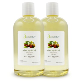 Soapeauty Clear Jojoba Oil | 100% Pure & Natural | Refined, Cold Pressed, Hexane Free | Moisturizing Oil for Skin, Face, Hair & Nails | 24 fl oz (2 * 12 fl oz)