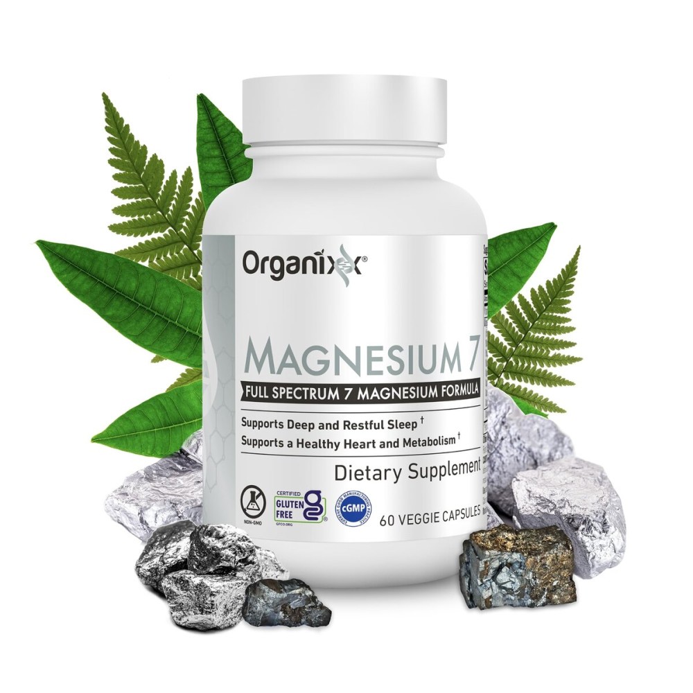 Organixx Magnesium Glycinate Supplement for Support Sleep, Muscle & Heart Health, 7 Type Magnesium Complex with Vitamin B6, Manganese Citrate, Gluten Free, Vegan, Non GMO, High Absorption, 60 Capsules