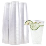 FOCUSLINE 100 Pack 14 oz Clear Plastic Cups, Disposable Cups Large Reusable Plastic Tumblers, Heavy-duty Clear Cups 14 Ounce for Wedding Party, Thanksgiving, Halloween, Christmas