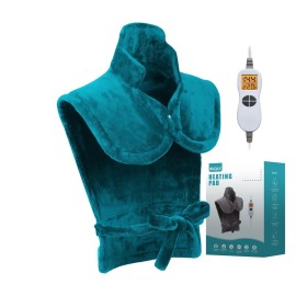 Ruqiji 26 x 35 Neck&Shoulder&Back Heating Pad with12 Temperature Settings, Pain Relief for Back/Neck/Shoulders/Menstrual Pain, Christmas Gifts for Women Men Mom Dad-Light Teal