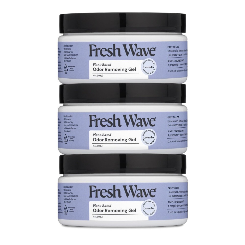 Fresh Wave Lavender Odor Removing Gel, 7 oz., Pack of 3 - Safer Odor Absorbers for Home, Natural Plant-Based Odor Eliminator, Every 7 oz. lasts 15-30 Days, For Cooking, Trash & Pets