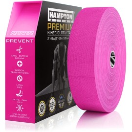 Hampton Adams | As Seen on Shark Tank | Elastic Kinesiology Tape (Bulk Roll) | 135ft Uncut | Supports & Protects Muscle Wrist Knee Shoulder Back Plantar Fasciitis | Waterproof Hypoallergenic (Pink)