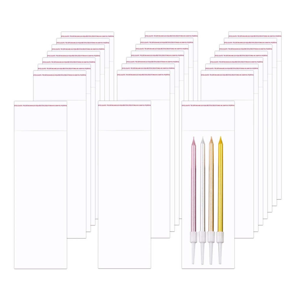 BornFeel 3 x 8 Cellophane Bags 300pcs Long Adhesive Cello Bags Crystal Sealed Clear Bags 1 Mil for Bakery Cookies Candies Jewelry Crafts Candles (8 Sizes to Choose from)