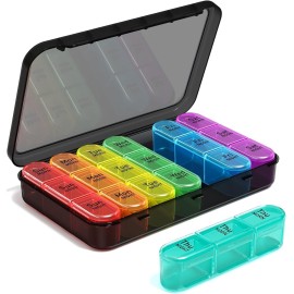 ASprink Pill Organizer 3X a Day - Medicine Pill Organizer - Weekly Pill case - Daily Pill Box 7 Day Organizer Container for Vitamins and Medication
