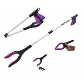 32 inch Foldable GrabRunner Reacher Grabber Tool with Magnetic for Seniors, Disabled, After Surgery Recovery(Dark Purple)