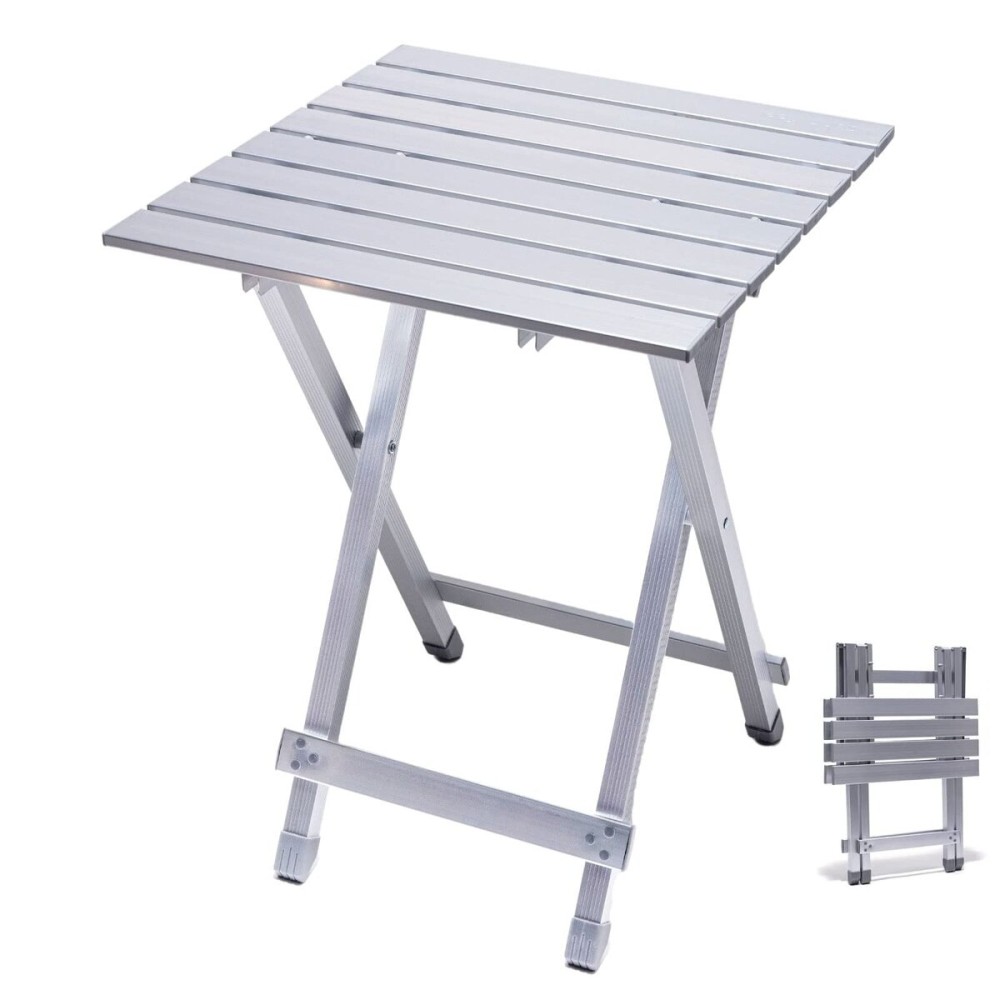 SUNNYFEEL Folding Camping Table - Lightweight Aluminum Portable Picnic Table, 18.5x18.5x24.5 Inch for Cooking, Beach, Hiking, Travel, Fishing, BBQ, Indoor Outdoor Small Foldable Camp Tables