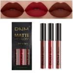 evpct 3Pcs Matte 24-hour Liquid Lipstick Sets, Dark Ruby Brown Red Permanent Stay on Lipstick Lip Set for Black Women Long Lasting 24 Hours Smudge Proof labiales matte labial mate larga duracion 24 02