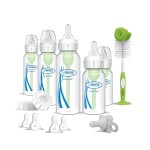 Dr. Brown\'s Natural Flow Anti-Colic Options+ Narrow Baby Bottle Gift Set, Newborn Essentials with Baby Bottle Brush & 100% Silicone HappyPaci Pacifier, 0m+