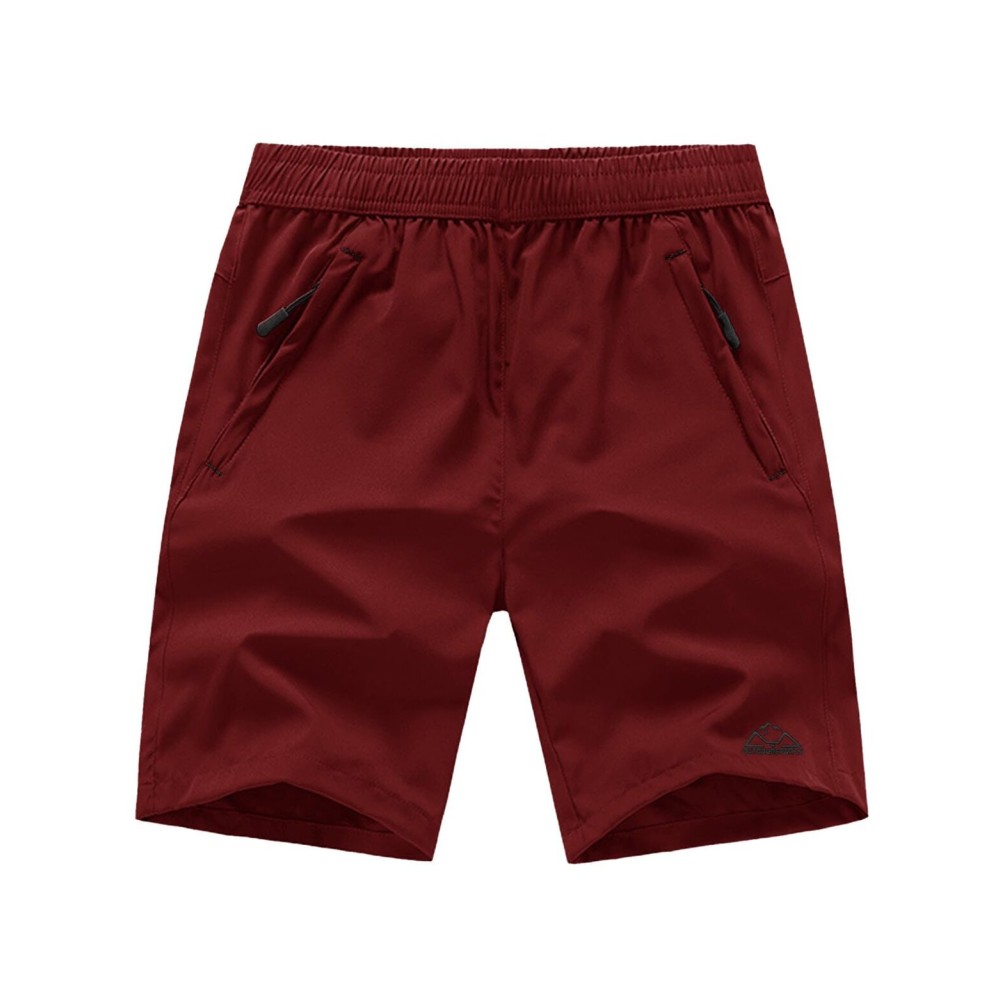 TBMPOY Men\'s 7 Hiking Shorts Outdoor Sports Quick Dry Gym Running Short Zipper Pockets Wine Red XL