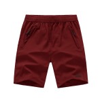 TBMPOY Men\'s 7 Hiking Shorts Outdoor Sports Quick Dry Gym Running Short Zipper Pockets Wine Red XL