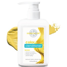 Keracolor Color + Clenditioner 3-in-1 Color-Depositing Conditioner, Gently Cleanses & Conditions, Semi-Permanent Lemon Hair Color, 12 Fl Oz