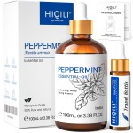 HIQILI Peppermint Essential Oil Add to Spray, Diffuser, Can Enjoy Air Freshening, Use in Kitchen, Bedroom, Office, Extra Free Travel Bottle - 3.38 Fl Oz/100 ML