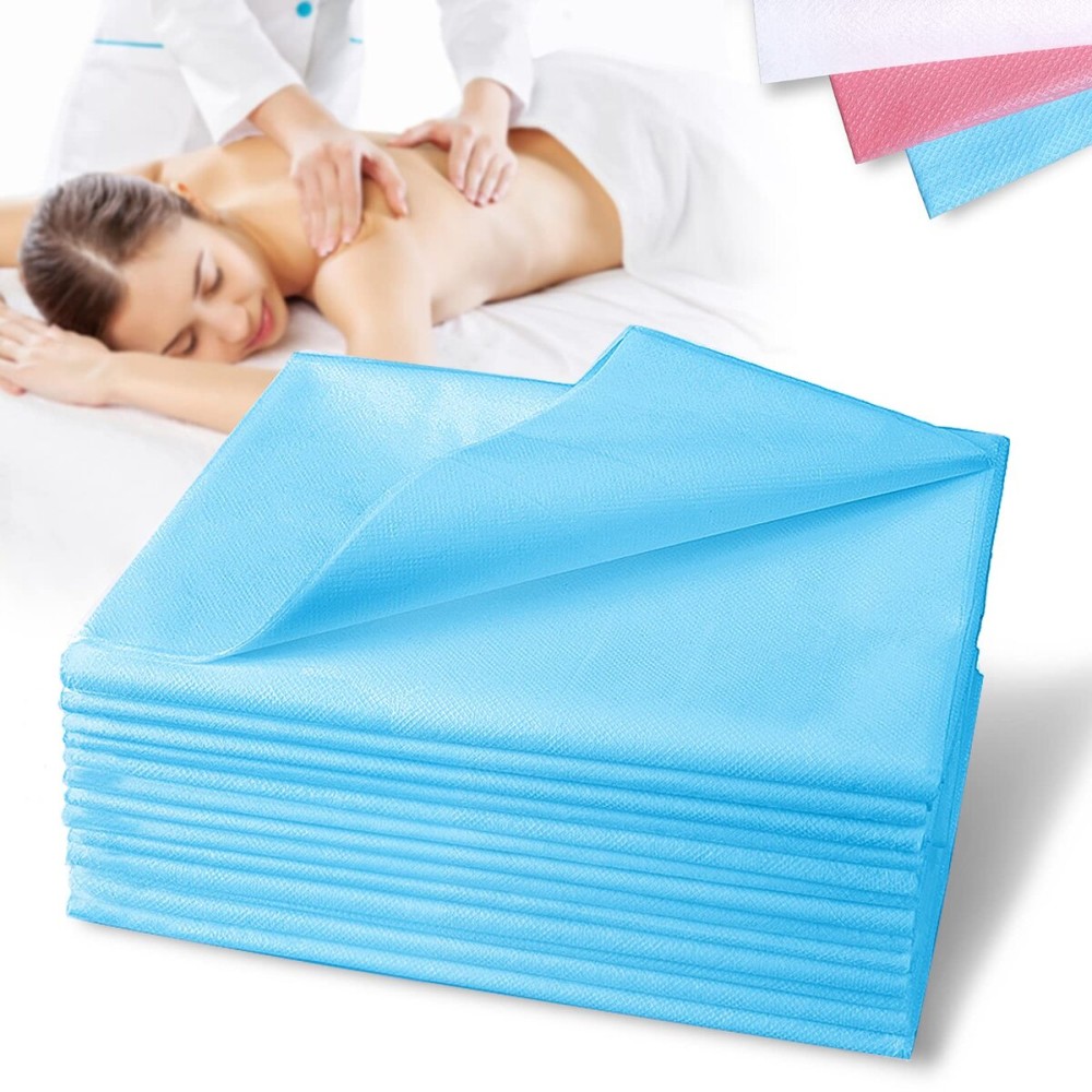 Disposable Massage Table Sheets, 31 X 78 20Pcs Waterproof Spa Bed Cover Non-Woven Fabric for Massage Therapist, Tatto, Waxing, Lash Bed, Salon Table (Blue)
