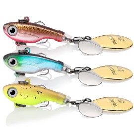 TRUSCEND Tail Spinner Fishing Lures, 3 0.75oz Fishing Spoons with Rotating Swimbaits for Bass Pike Walleye, Freshwater Saltwater Fishing Baits, Fishing Gifts for Men Dad