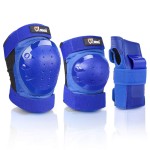 JBM Adult Knee Pads Elbow Pads and Wrist Guards Full Protective Gear for Skateboarding Skate Inline Riding Beginner Scooter Roller Skater (Blue, Large)