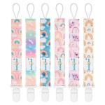 babygoal Rainbow Pacifier Clips, 6 Pack Binky Paci Holder Leashes Fits for Most Pacifiers and Binkies 6PS26