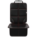 Meolsaek Car Seat Protector, Non-Slip Backing Will Not Leave Imprint, Waterproof Thicker Car Seat Cover for SUV, Sedan, Truck, Leather Car Seat Cushion (Black with Red Stitching 1pc)