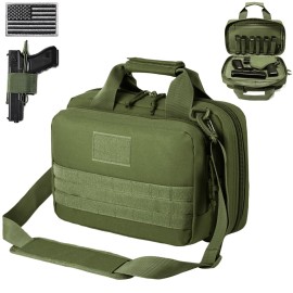 DBTAC Gun Range Bag XS | Tactical 1~2 Pistol Bag Firearm Shooting Case with Lockable Zipper for Handguns and Ammo (Green)