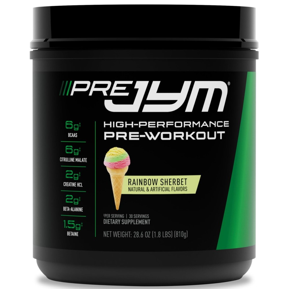 JYM Supplement Science Pre JYM Rainbow Sherbet Pre Workout Powder for Men & Women, BCAAs, Nootropics, Creatine HCI, Citrulline, Beta-Alanine, Betaine, Taurine, Huperzine, 30 Servings