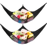 Jumbo Toy Net Hammock for Stuffed Animals KoHuiJoo Wall Sling Corner Extra Large Kids Children Mesh Toy Net Organizer (Black 2 Pack, 70 inch)