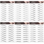 Blulu 6 Sheets 4d Hair-like Waterproof Eyebrow Tattoos Stickers Transfers Temporary Brow Tattoo Peel off Grooming Shaping Sticker in Arch Style, 66 Pairs Black(Elegant Styles)
